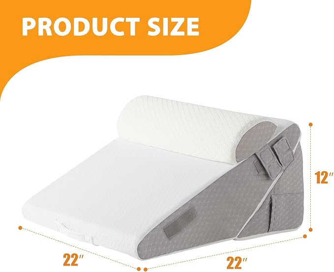 3PCS Adjustable Wedge Pillow Set for After Surgery – 9” & 12” Bed Incline Pillows for Acid Reflux, Neck & Back Support