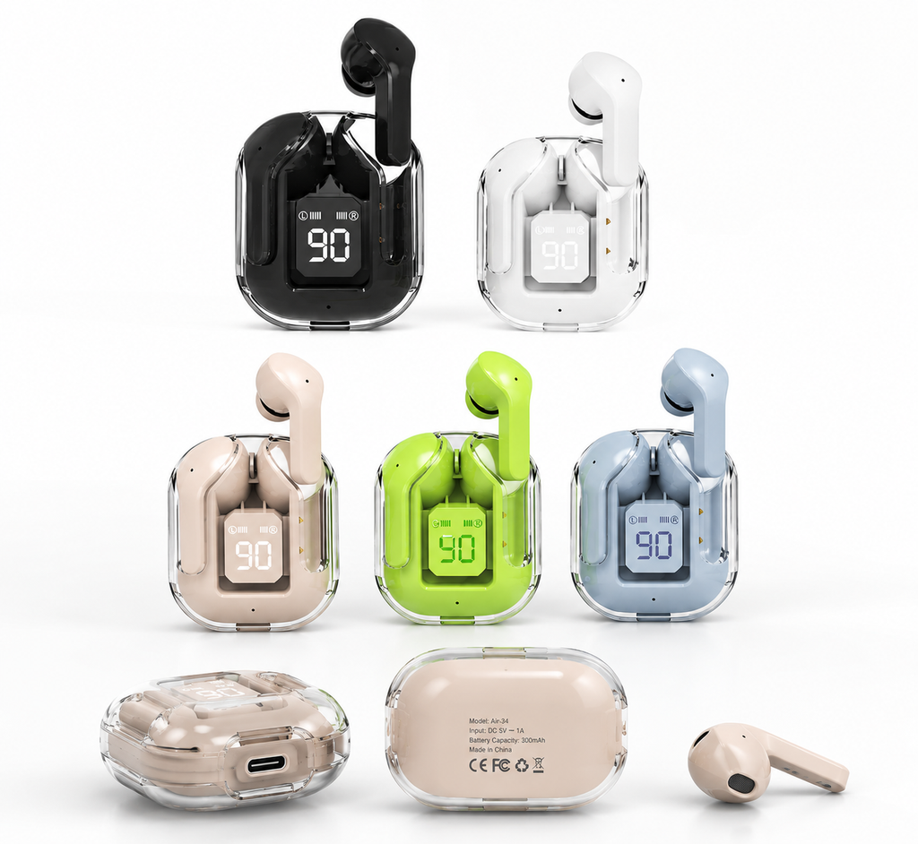 Wireless TWS Earbuds with LED Display – Multi-Color Charging Case, Hi-Fi Sound & Touch Control