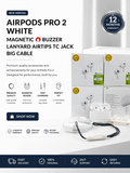 AirPods Pro 2 Accessories Bundle – Magnetic Buzzer, Lanyard, Extra Airtips & Fast Charging Cable